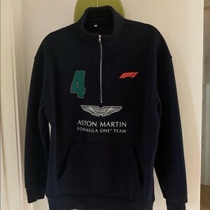 Aston Martin F1 Team print zip up sweater size small navy